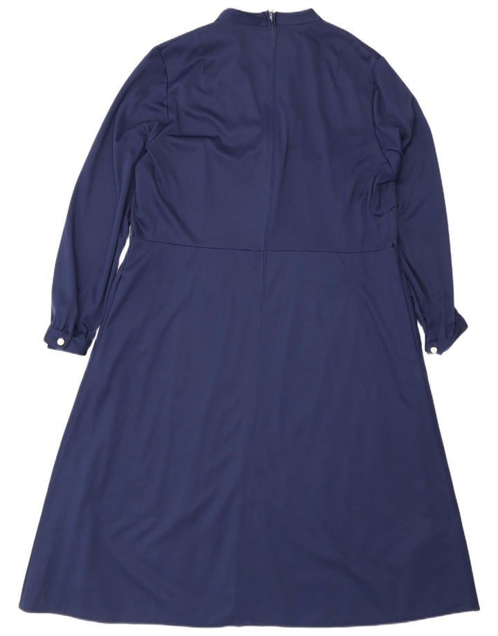 Vintage langærmet maxikjole til kvinder IT 50 XL marineblå polyester