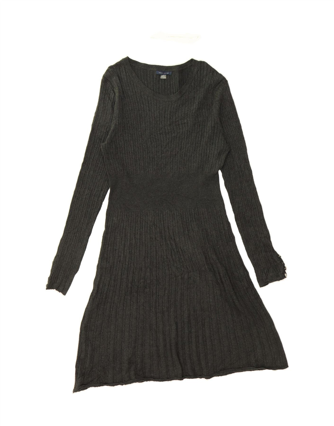 TOMMY HILFIGER Womens Long Sleeve Jumper Dress UK 16 Large Grey Rayon Vintage Tommy Hilfiger and Second-Hand Tommy Hilfiger from Messina Hembry 