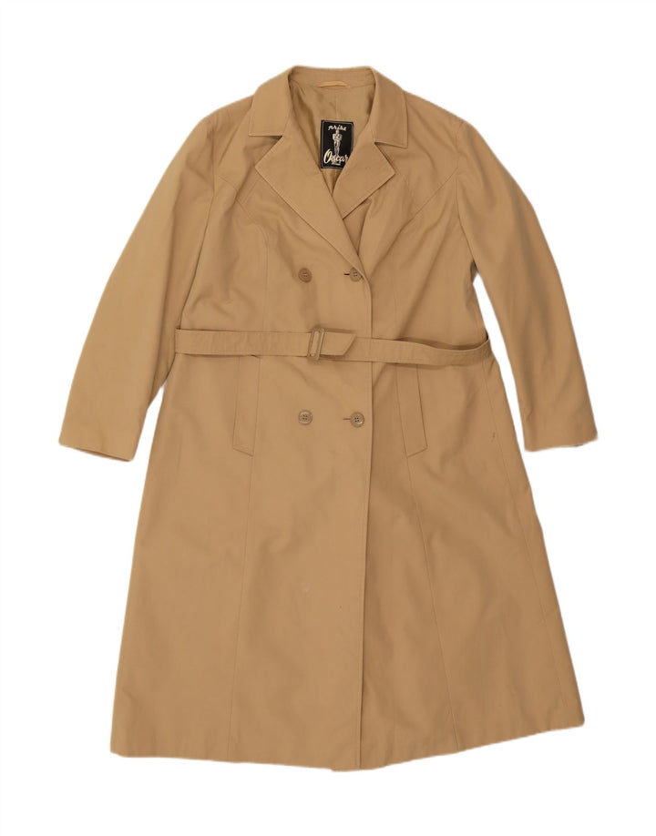 VINTAGE Womens Double Breasted Coat UK 16 Large Beige Polyester Vintage Vintage and Second-Hand Vintage from Messina Hembry 