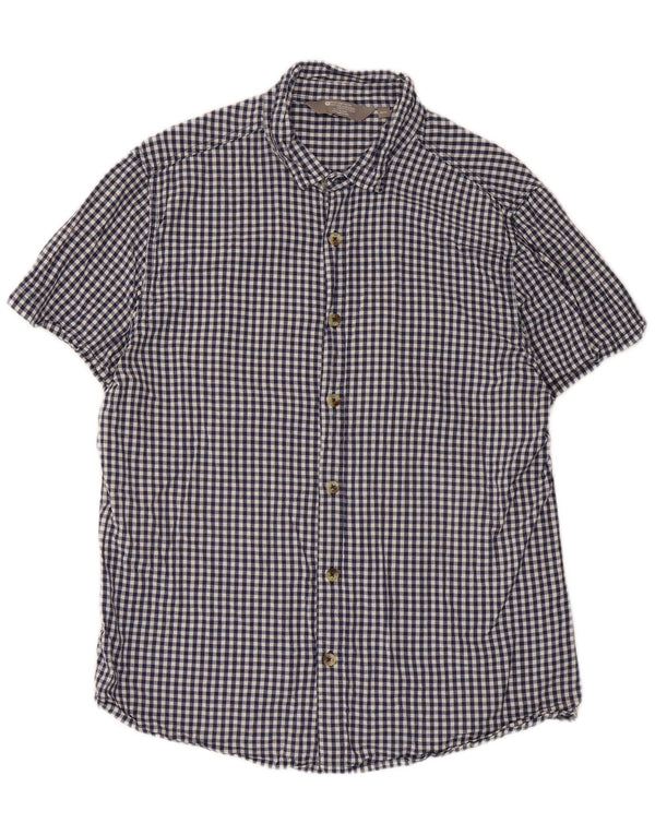 Mountain Warehouse Kortærmet Herreskjorte XL Navy Blue Gingham Cotton