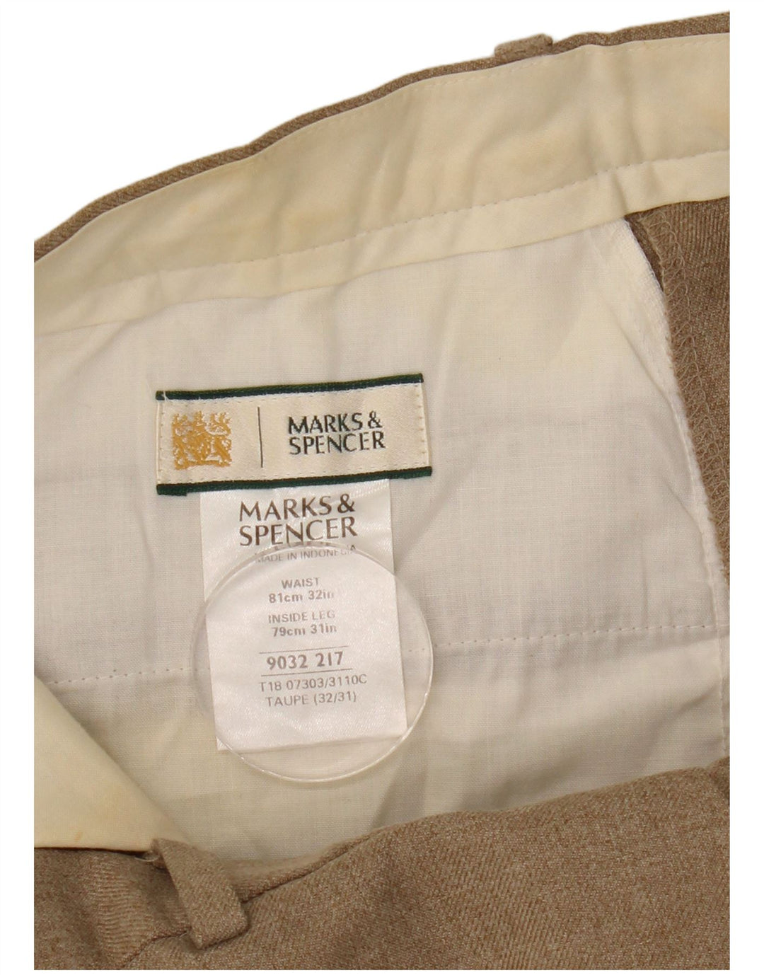 Marks & Spencer Straight Chino Bukser til mænd W32 L31 Beige Polyester