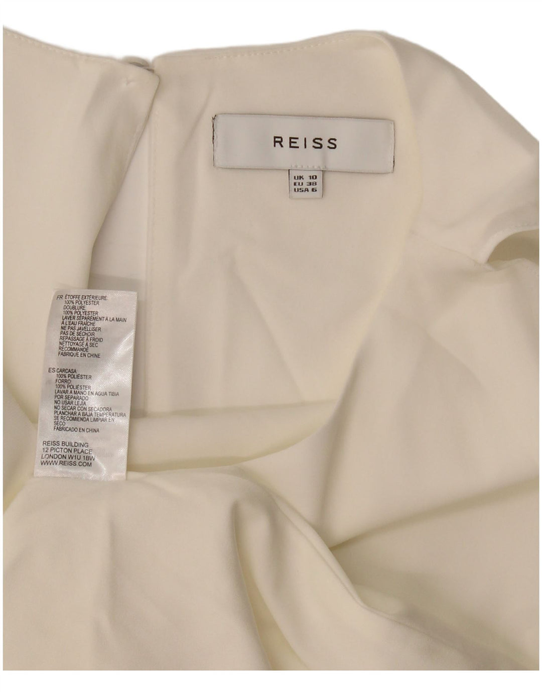 Reiss Dame A-Line Kjole UK 10 Small Off White Polyester