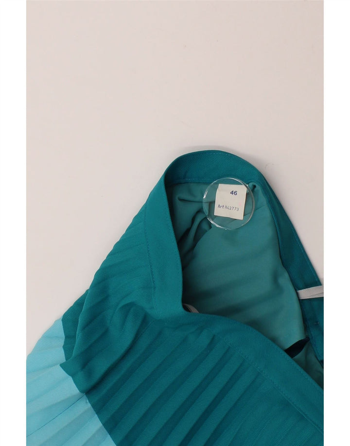 VINTAGE Womens Pleated Skirt IT 46 Large W32  Blue Colourblock Polyester Vintage Vintage and Second-Hand Vintage from Messina Hembry 