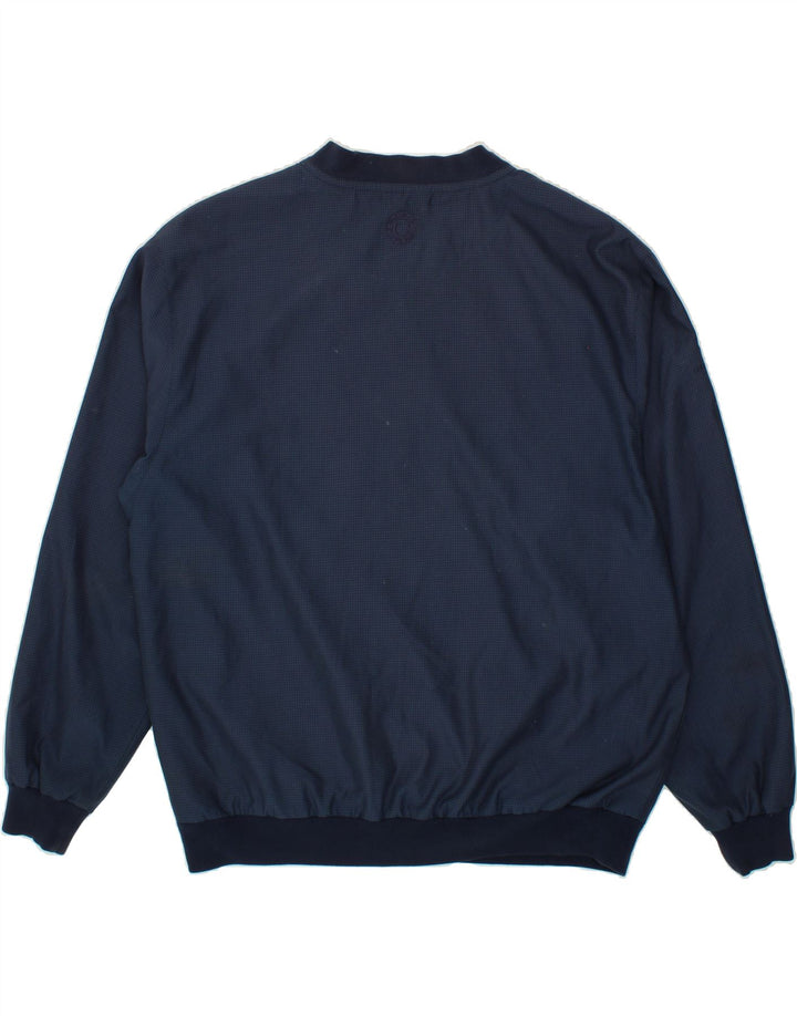 GLENMUIR Mens Pullover Tracksuit Top Large Navy Blue Check Polyester Vintage Glenmuir and Second-Hand Glenmuir from Messina Hembry 