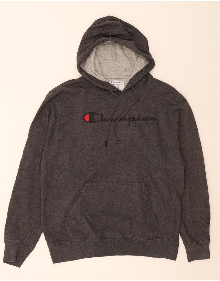 CHAMPION Mens Graphic Hoodie Jumper Large Grey Vintage Champion and Second-Hand Champion from Messina Hembry 
