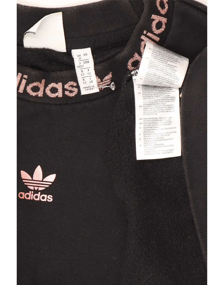 Adidas Dame Oversized Sweatshirt Jumper UK 16 Stor Sort Bomuld