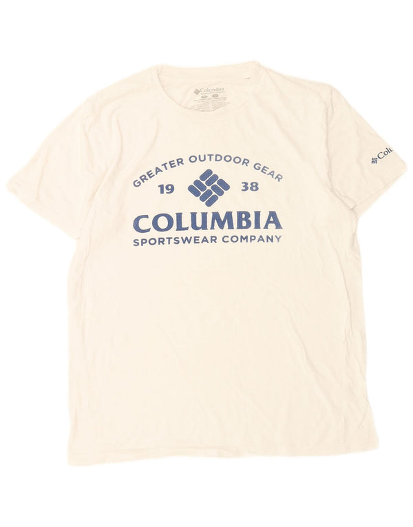 Columbia Herre grafisk T-shirt Top Medium hvid bomuld