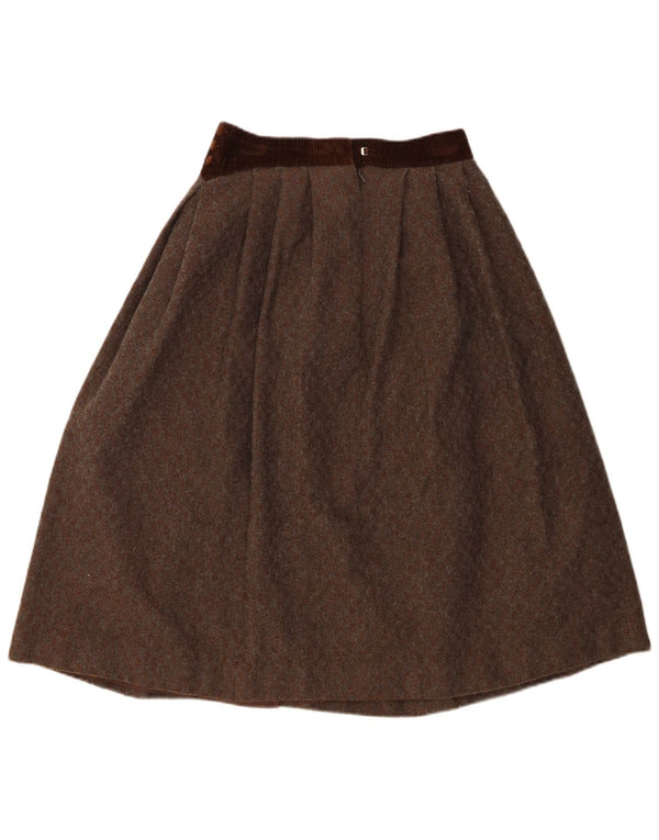 Vintage Kvinder Højtalje Plisseret A-Line nederdel UK 12 Medium W26 Brun