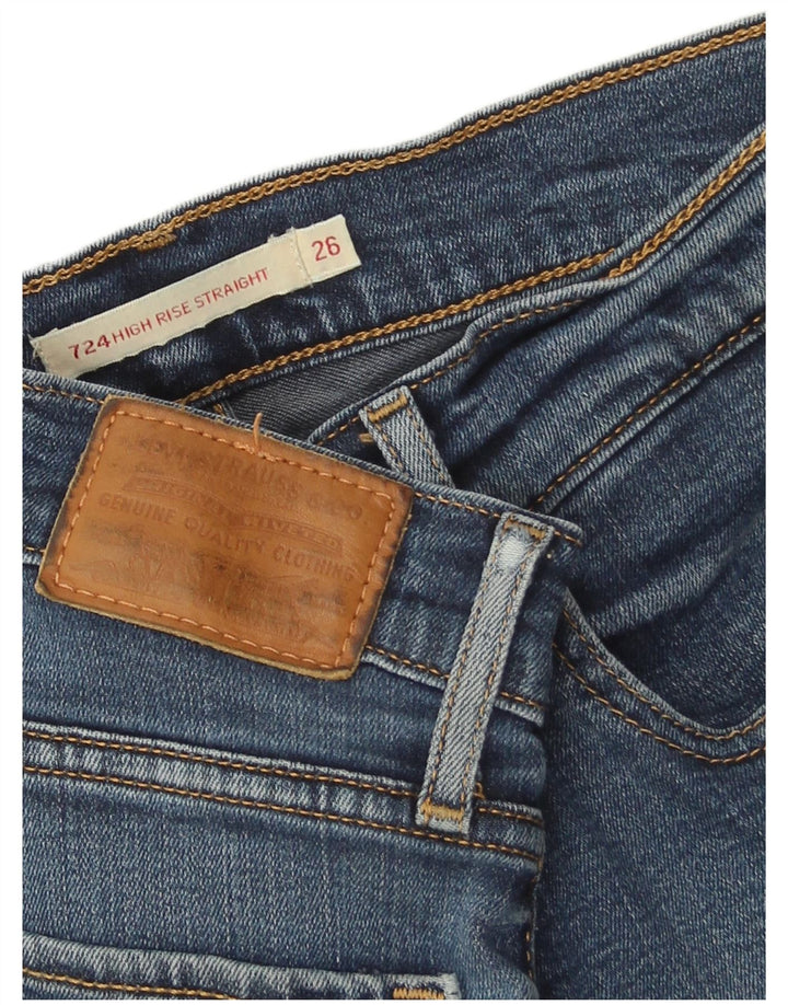 Levi's Dame 724 Højtaljede lige jeans W26 L32 Blå Lyocell
