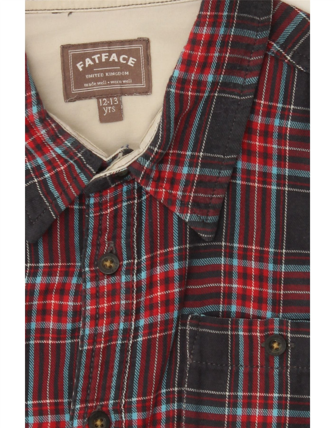 FAT FACE Drenge Flanellskjorte 12-13 År Rød Plaid