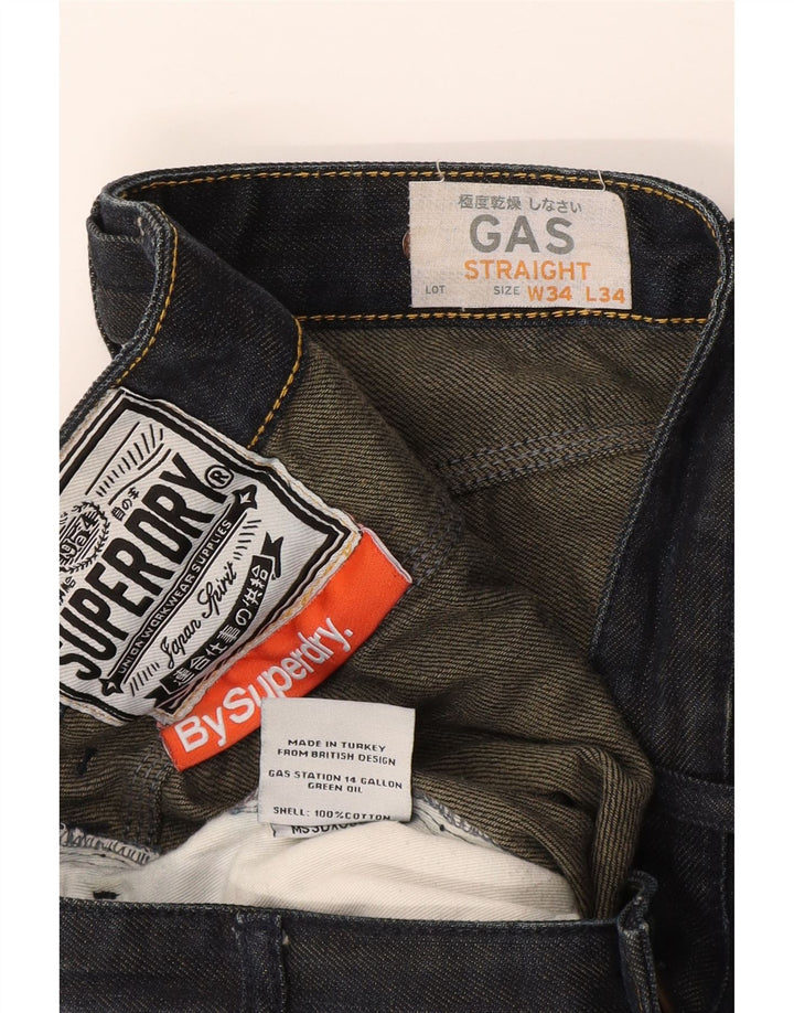 Superdry Straight Jeans til mænd W34 L34 Marineblå Bomuld