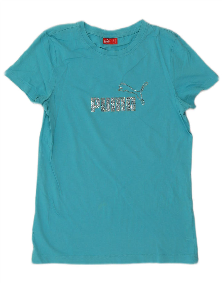 Puma Grafisk T-Shirt Top UK 12 Medium Blå
