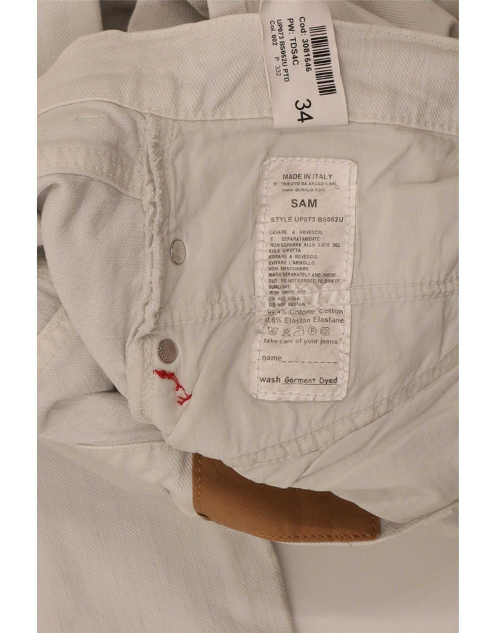 Dondup Herre Sam Straight Jeans W34 L32 Hvid Bomuld