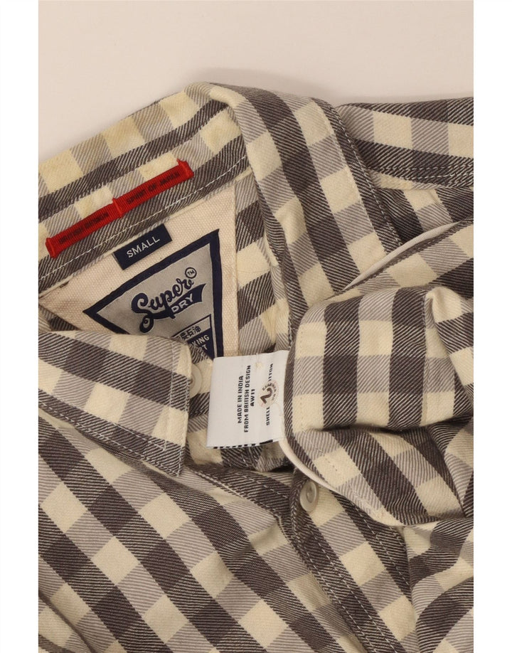 Superdry Flanelskjorte til mænd, lille grå Gingham Bomuld