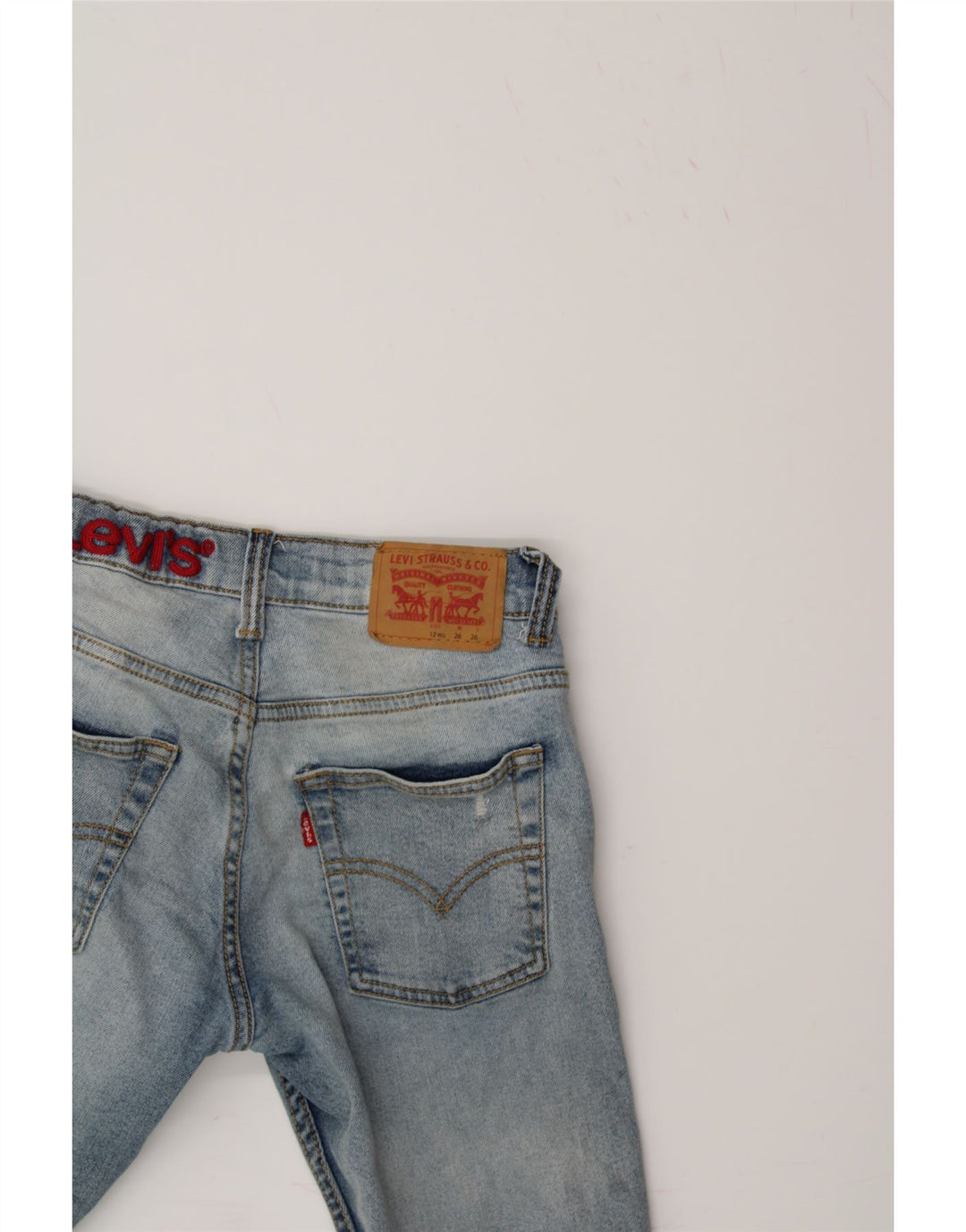 LEVI'S Boys 511 Graphic Denim Shorts 11-12 Years W26 Blue Cotton Vintage Levi's and Second-Hand Levi's from Messina Hembry 