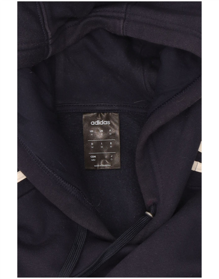 ADIDAS Mens Graphic Hoodie Jumper Medium Navy Blue Cotton