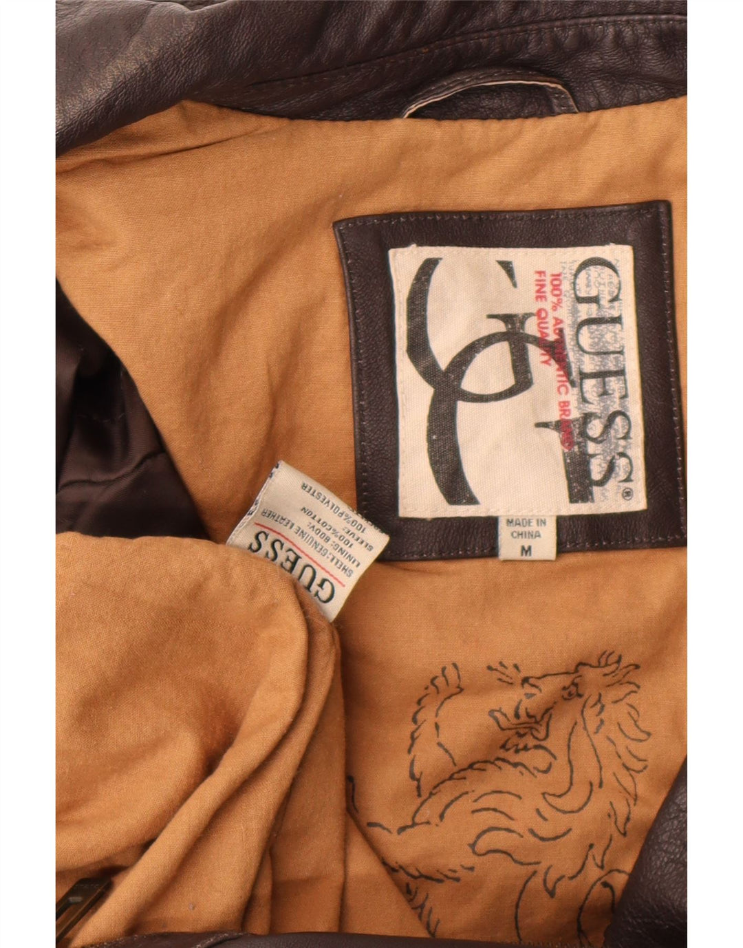 Guess Herre Læderjakke UK 38 Medium Brun Læder