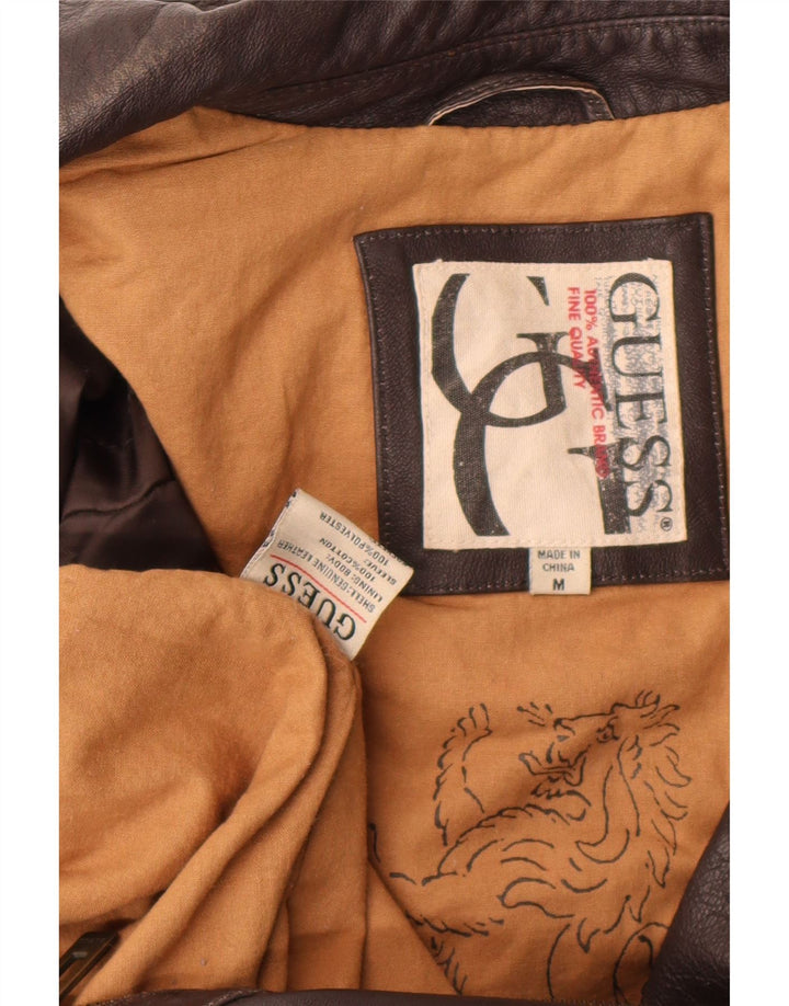 Guess Herre Læderjakke UK 38 Medium Brun Læder