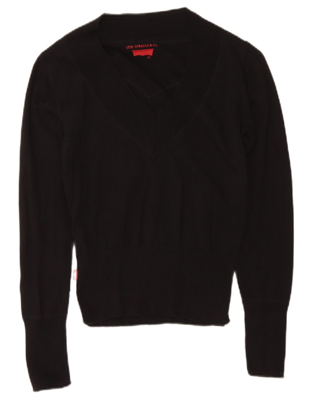 Levi's Dame V-hals sweater UK 12 Medium Sort Bomuld