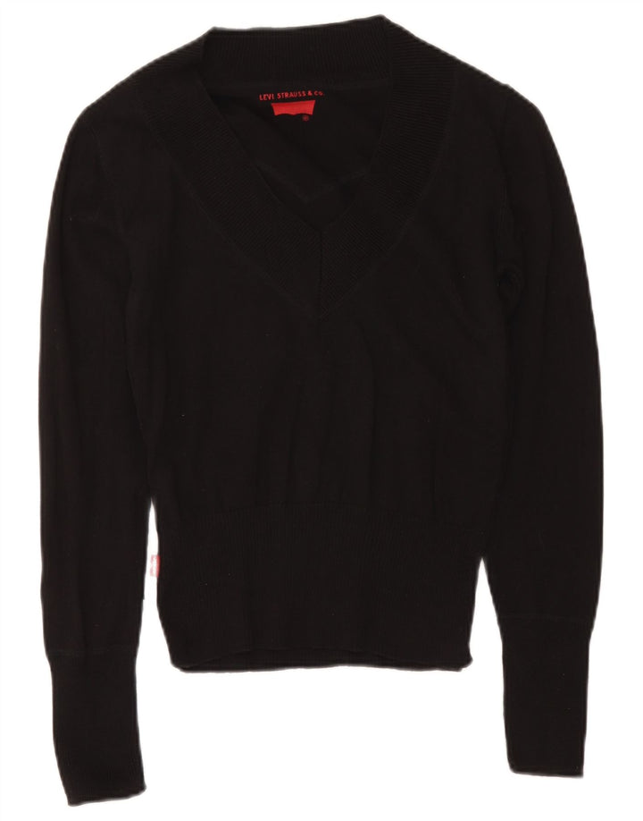 Levi's Dame V-hals sweater UK 12 Medium Sort Bomuld