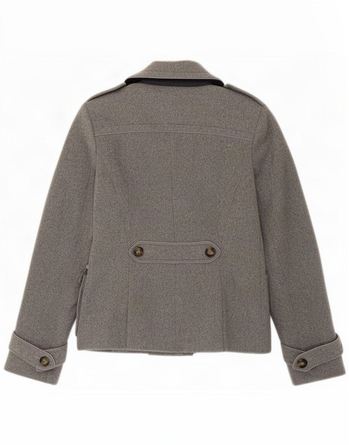 Intrend Womens Pea Coat UK 8 Small Grey Virgin Wool