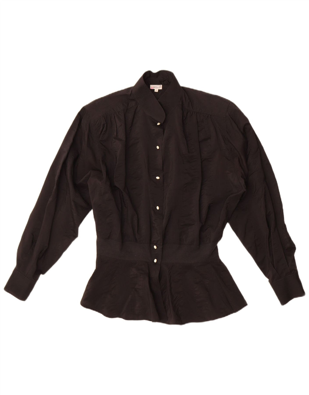 Vintage dameskjorte bluse UK 18 XL sort acetat