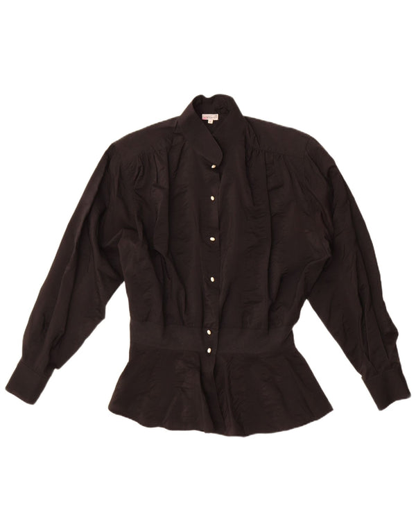 Vintage dameskjorte bluse UK 18 XL sort acetat