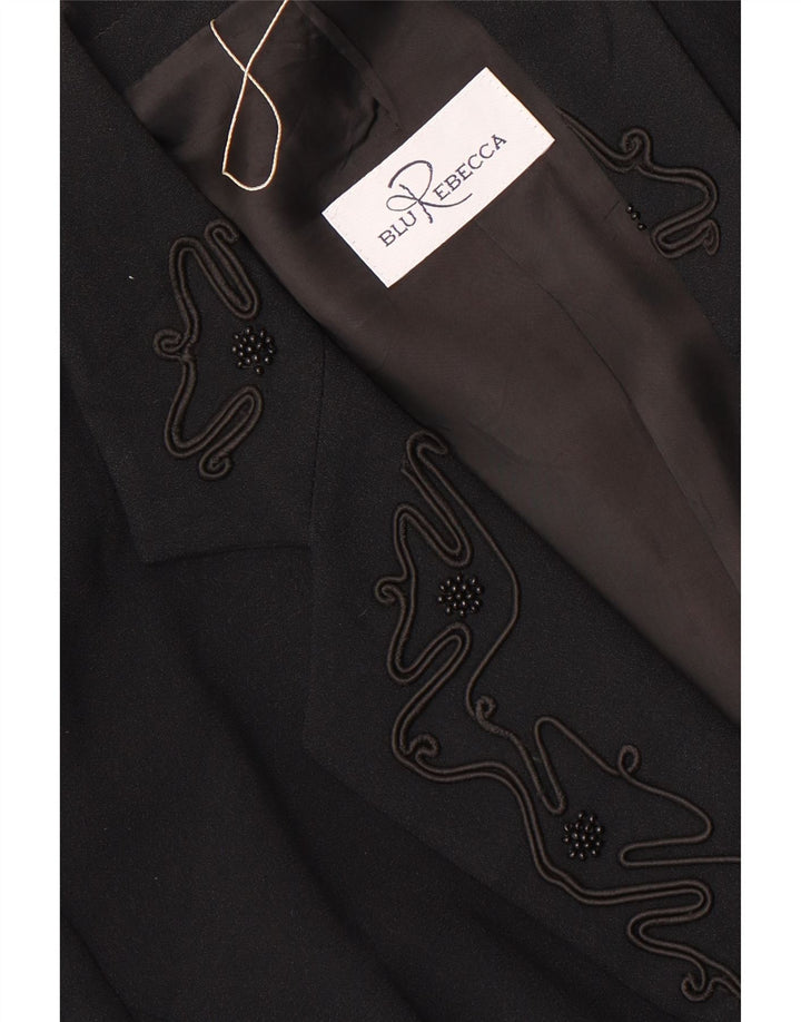 Vintage Dame Dobbeltradet Blazer Jacket UK 16 Large Black