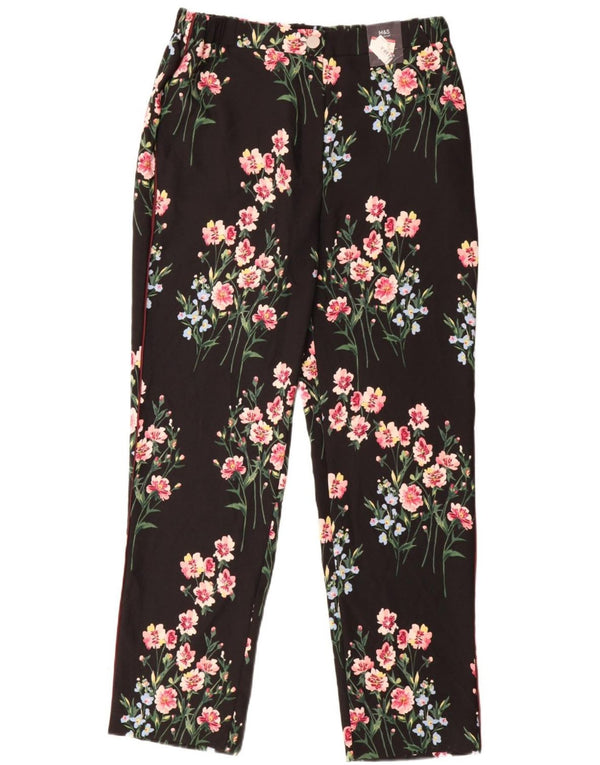 Marks & Spencer Dame Casual Bukser UK 14 Large W34 L33 Black Floral
