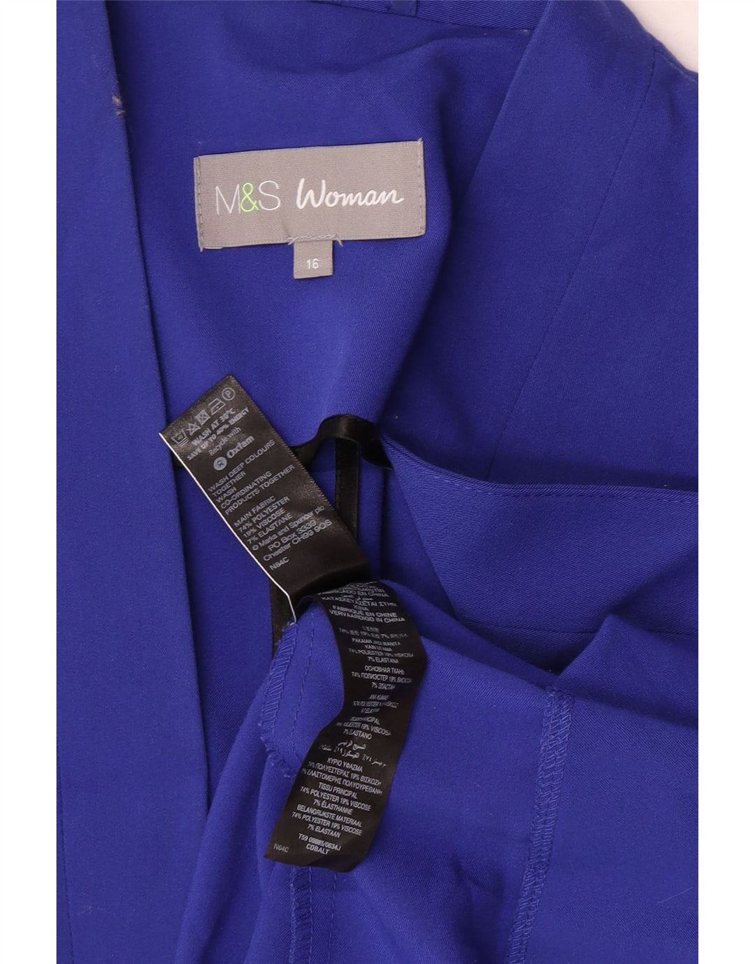 Marks & Spencer Womens Open Blazer Jacket UK 16 Large Blue Polyester