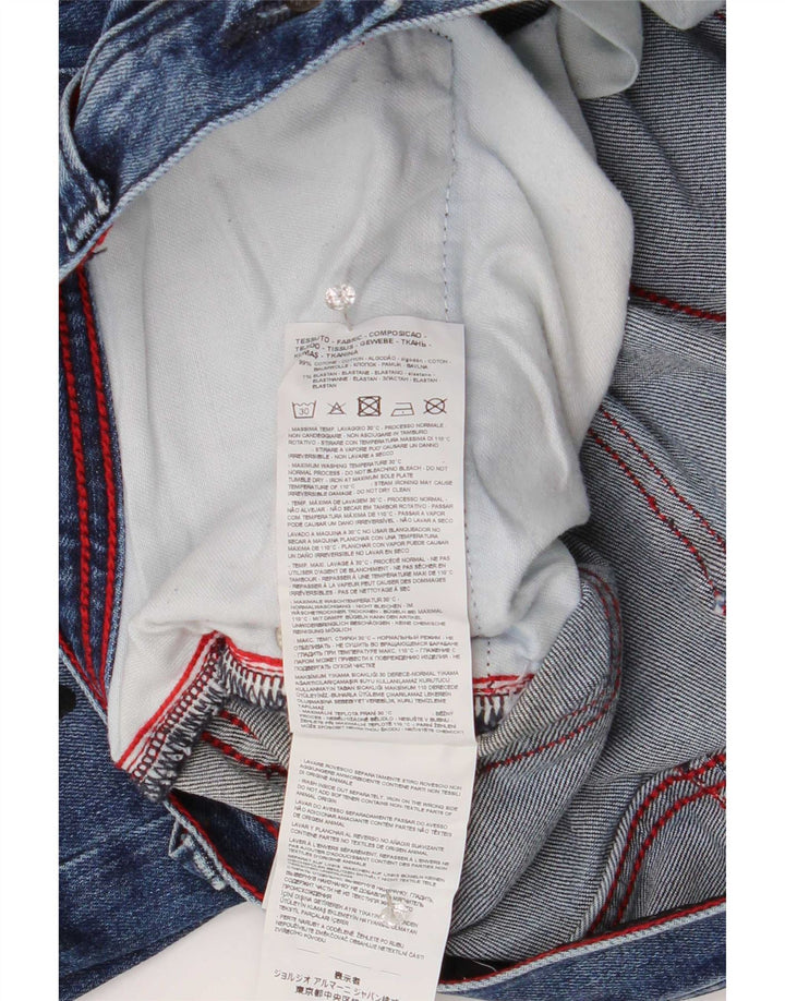 Armani Exchange Herre Distressed Slim Jeans W34 L32 Blå plettet bomuld