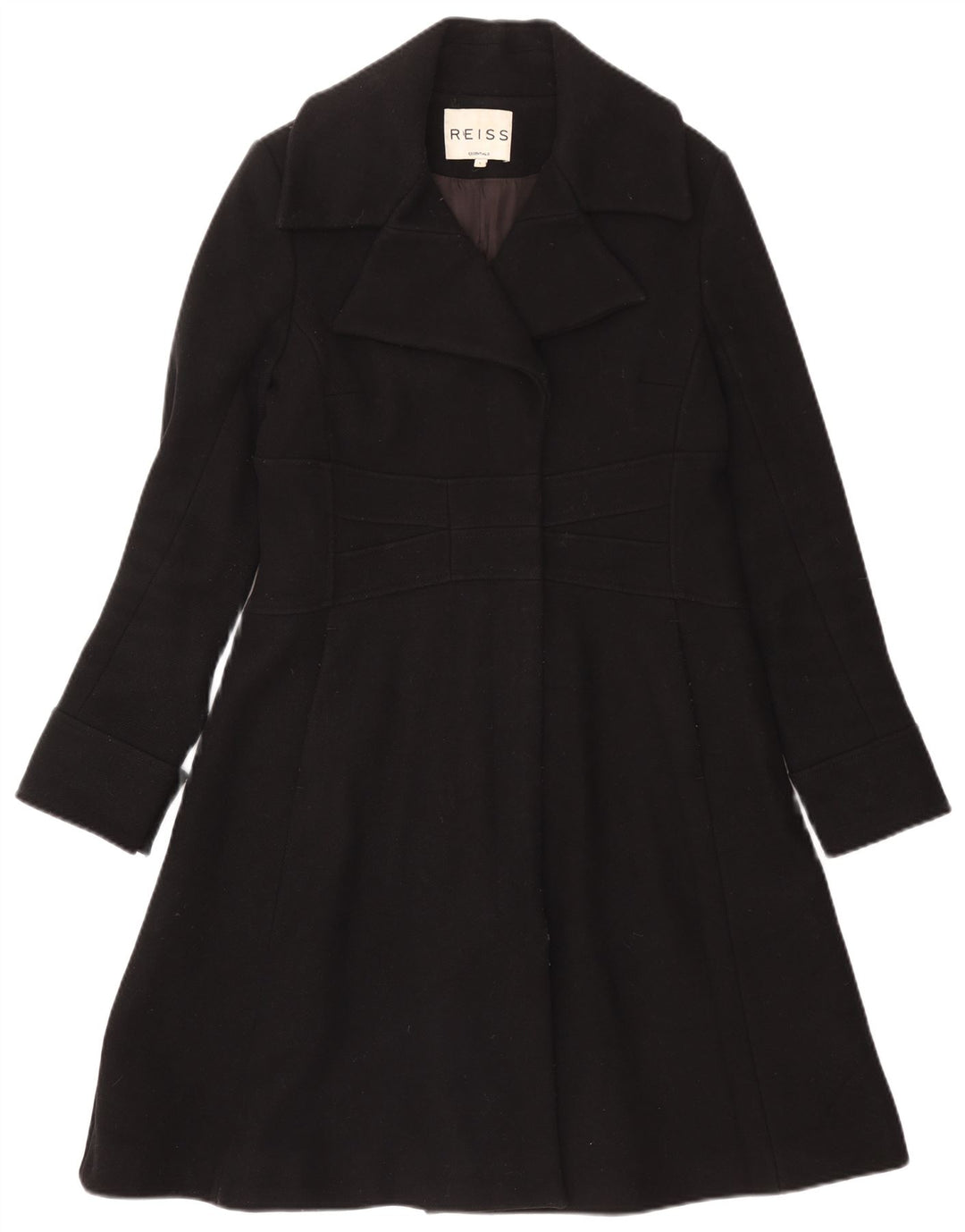 Reiss Dame Overfrakke UK 14 Stor Sort Uld
