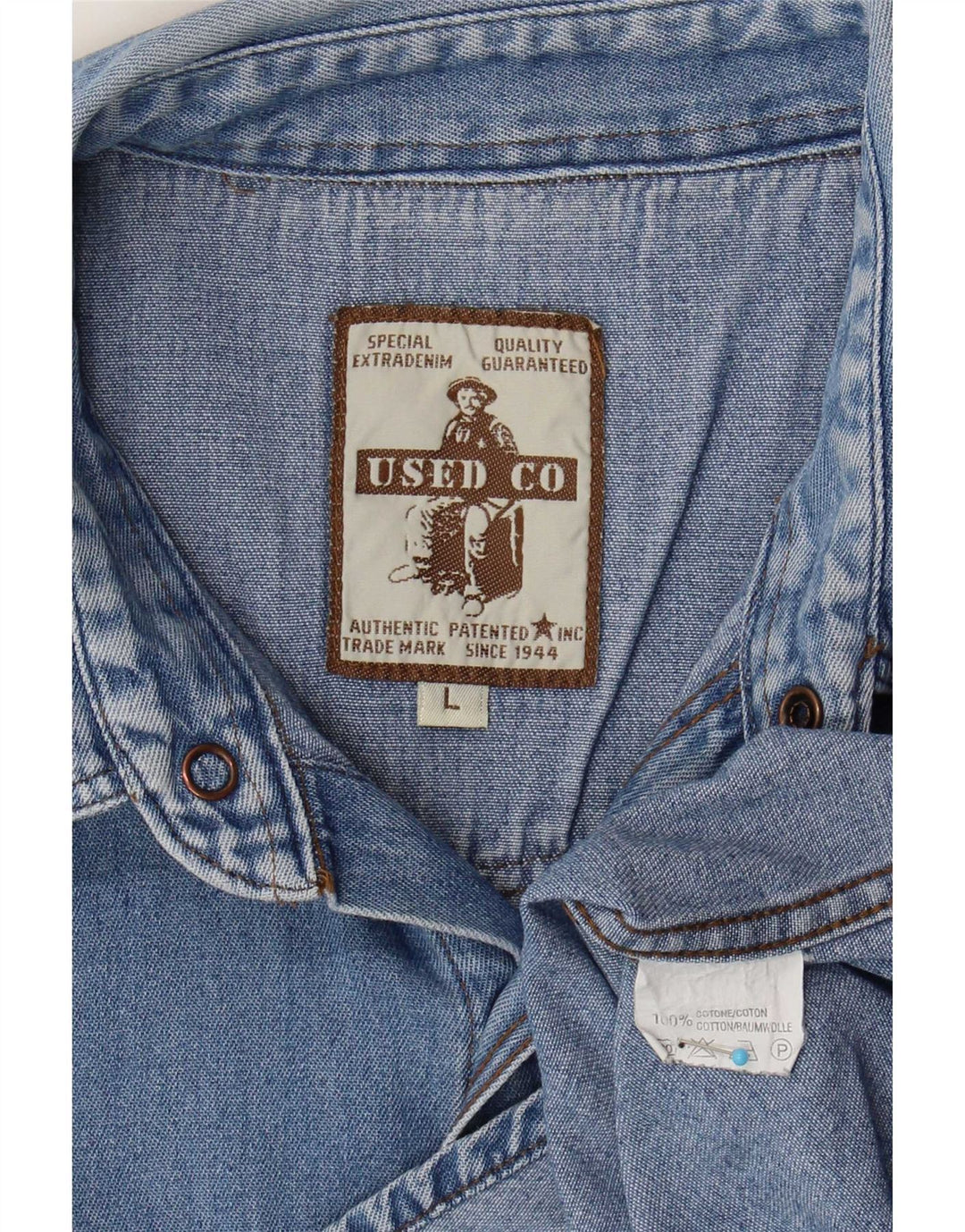 Vintage denimskjorte til mænd, stor blå bomuld
