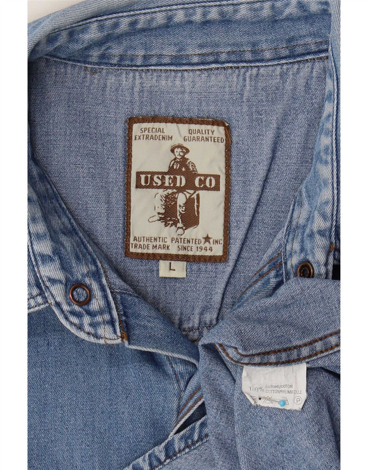 Vintage denimskjorte til mænd, stor blå bomuld
