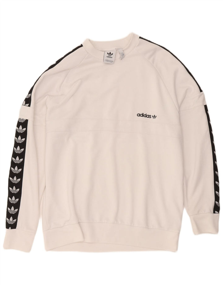 Adidas grafisk sweatshirt til mænd, stor hvid colourblock polyester