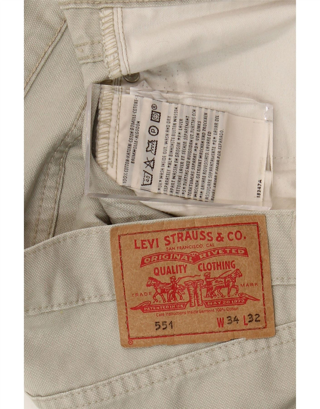 Levi's Herre 551 Straight Jeans W34 L32 Beige Bomuld