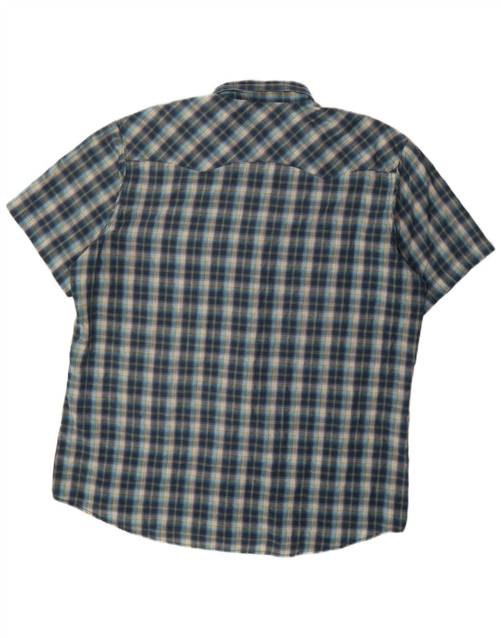 WRANGLER Mens Wrancher Short Sleeve Shirt XL Blue Check