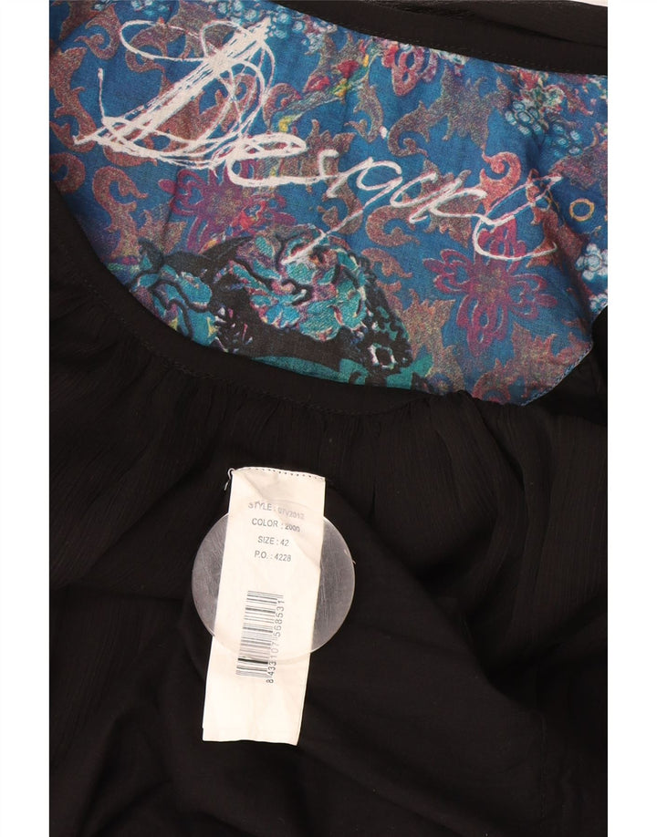 Desigual Womens Shift Dress EU 42 Large Black Animal Print Polyester