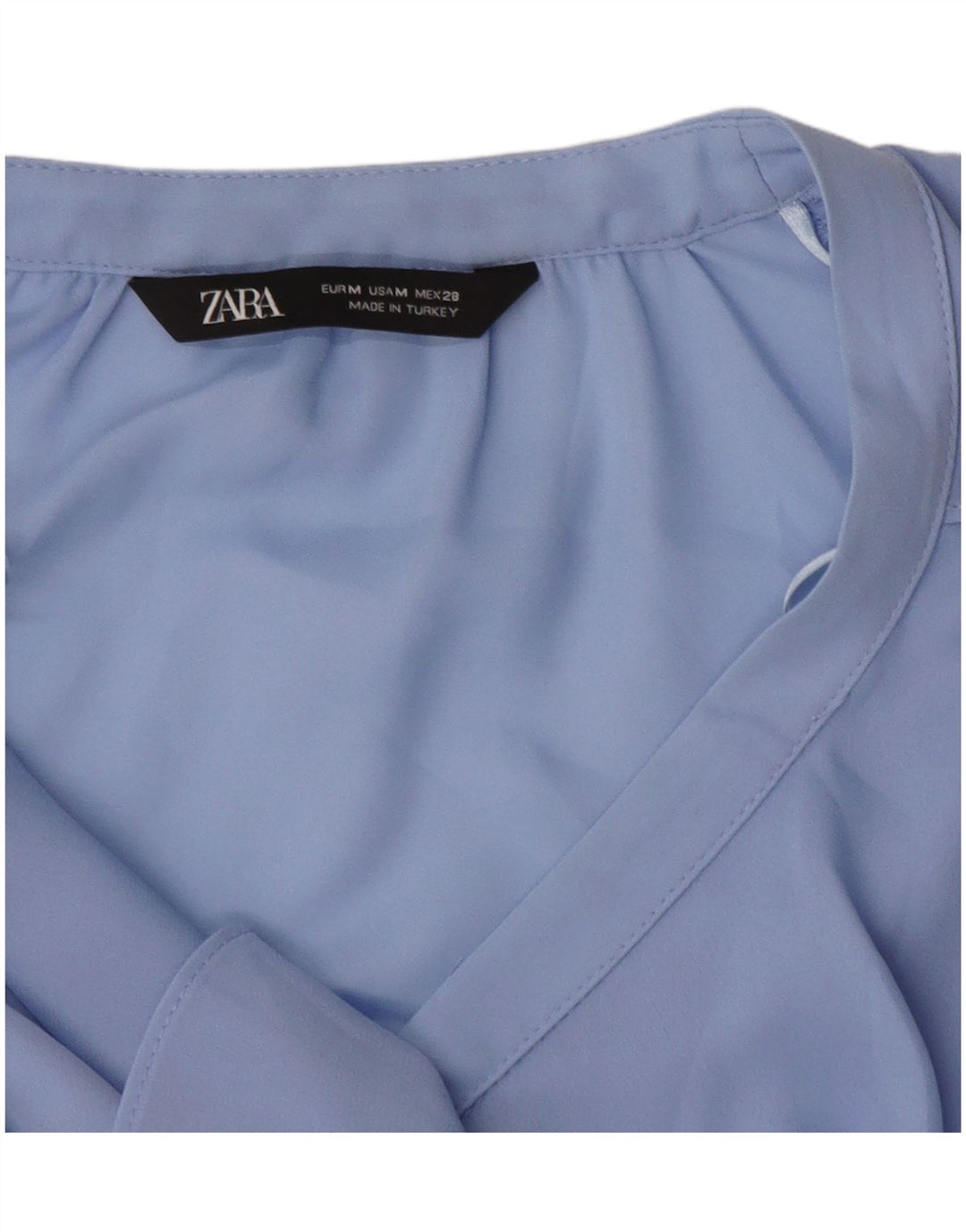 ZARA Dame Flæse Front Shirt Bluse UK 14 Medium Blue
