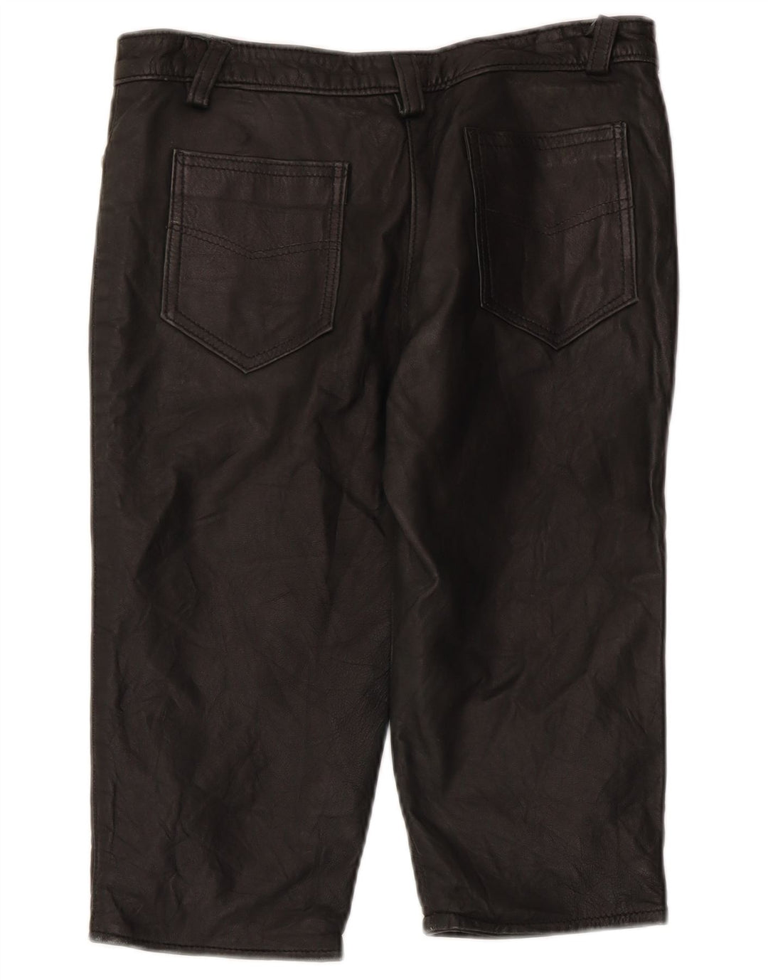 Vintage læderbermudashorts til kvinder Medium W28 Sort