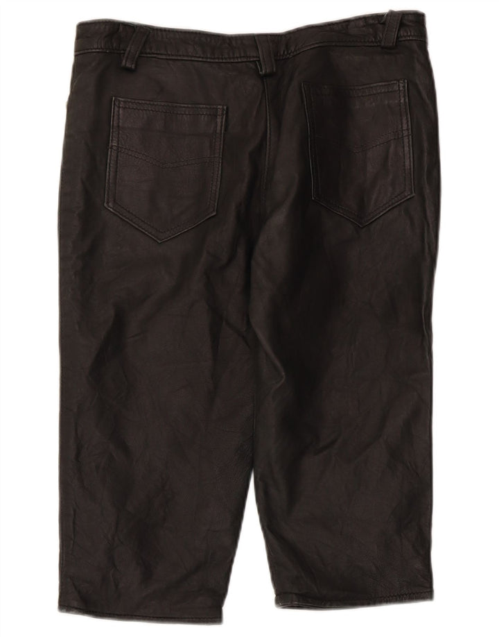 Vintage læderbermudashorts til kvinder Medium W28 Sort