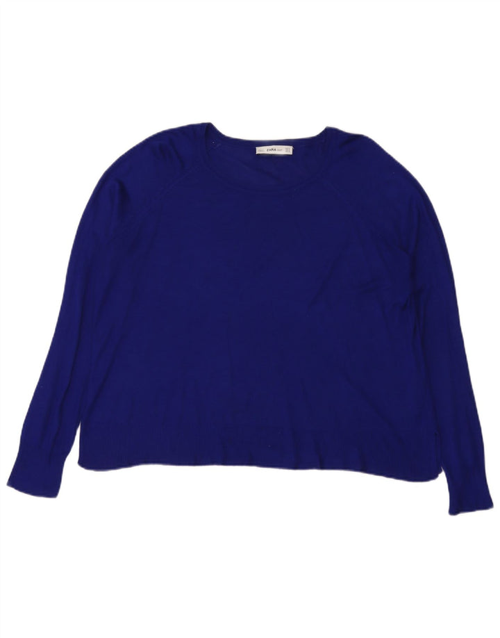 Zara Dame Oversized Bluse Top UK 14 Medium Blue Viscose