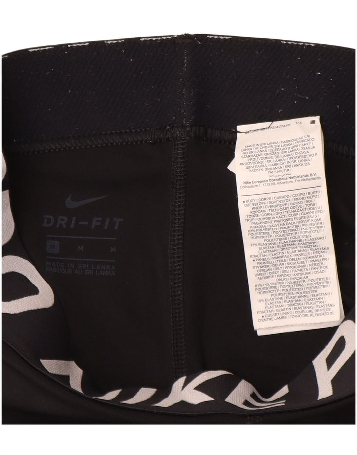Nike Dame Grafiske Capri Leggings UK 12 Medium Sort Polyester