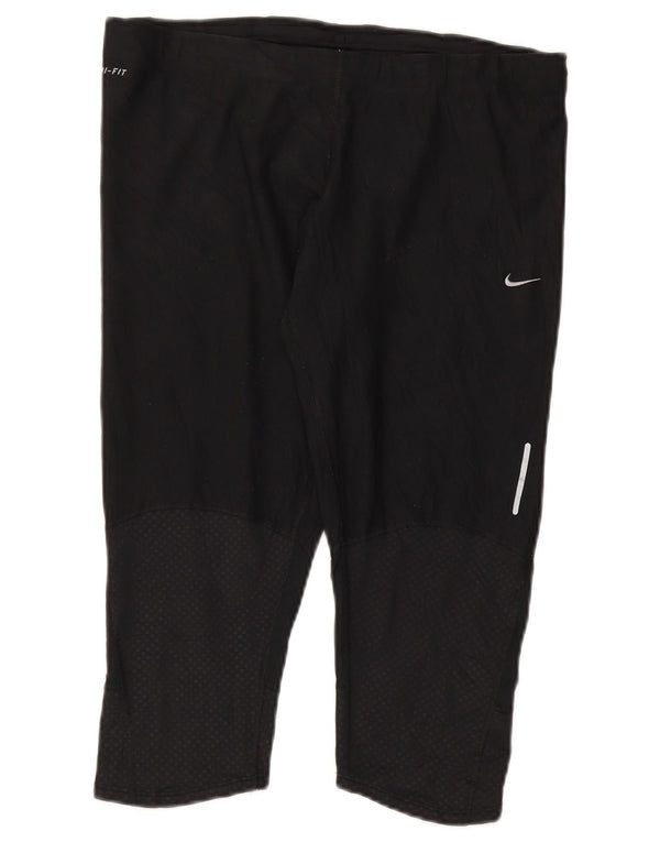 Nike Dame Dri Fit Capri Leggings UK 18 XL Sort Polyester