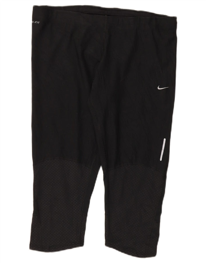 Nike Dame Dri Fit Capri Leggings UK 18 XL Sort Polyester