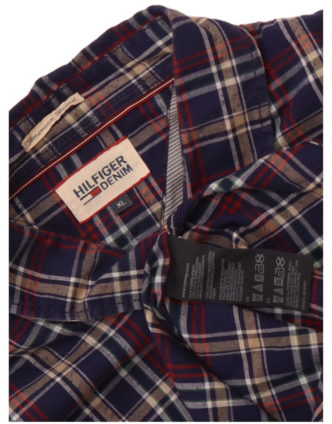 Tommy Hilfiger Flannelskjorte til mænd XL Navyblå ternet bomuld