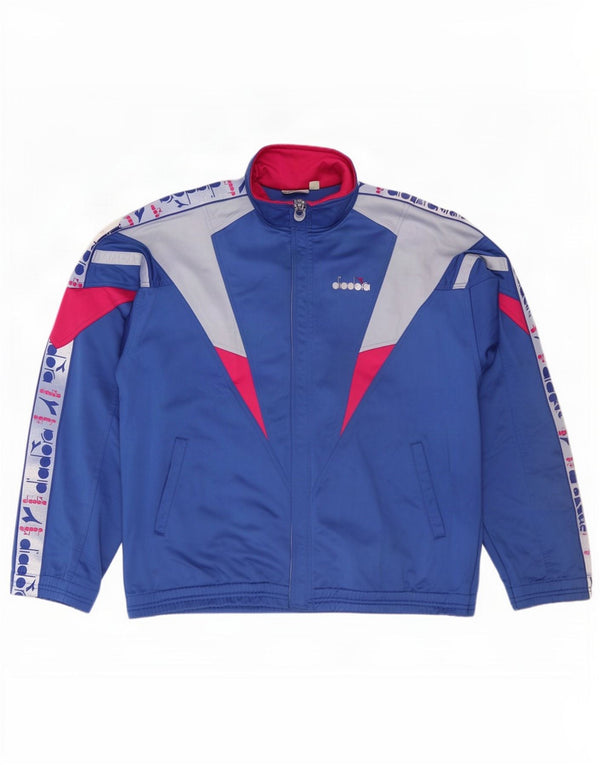 Diadora Herre grafisk træningsdragt Topjakke UK 46 XL Blå Colourblock