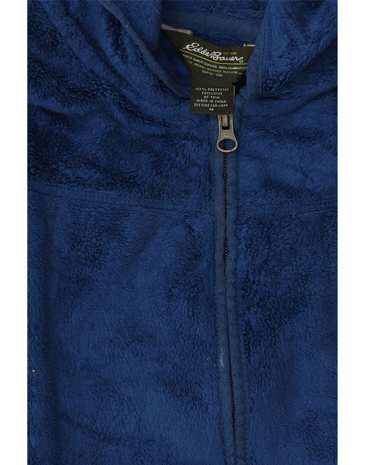 Eddie Bauer Dame Hættejakke i Fleece UK 14 Medium Blue Polyester
