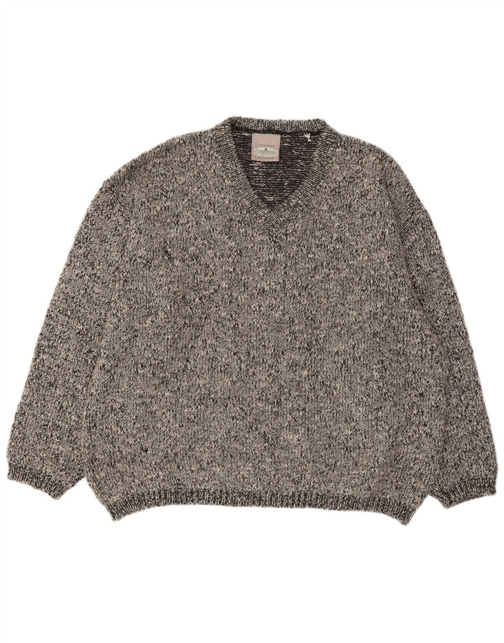 Consenso Herre V-hals sweater XL Grå Flecked Wool