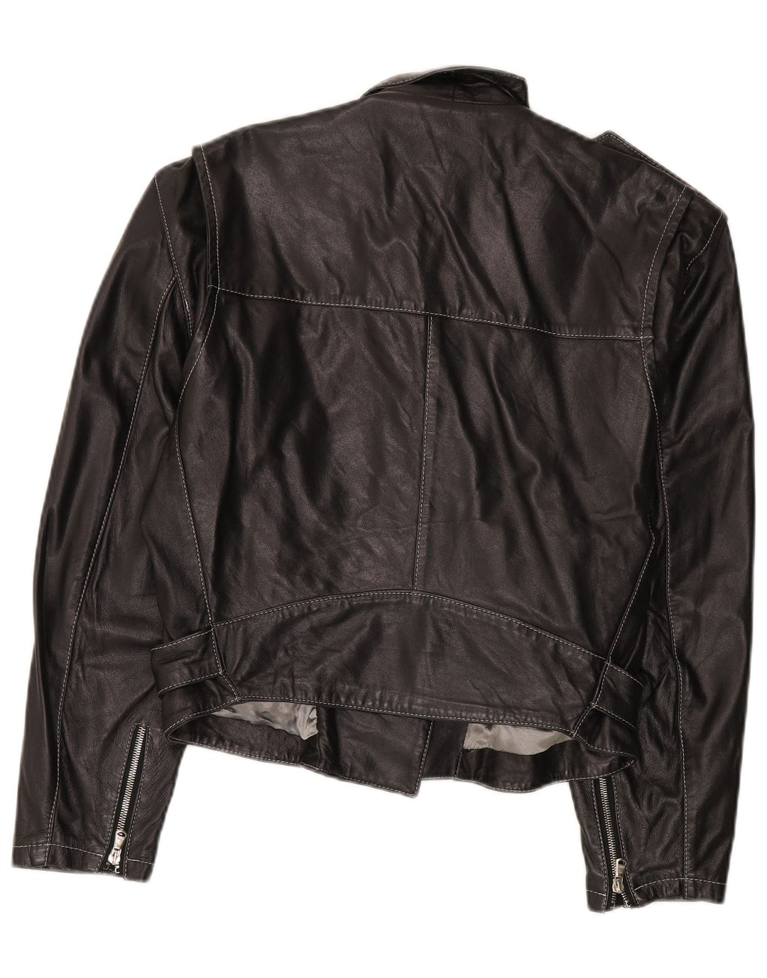 Conbipel Dame Læder Biker Jacket IT 44 Medium Sort Læder